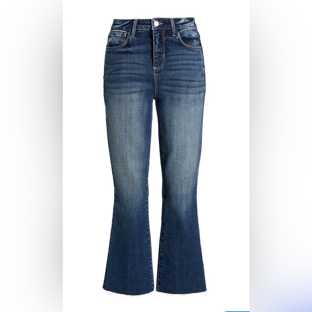 L’agence Kendra High waisted Crop Flare frayed hem jeans size 27